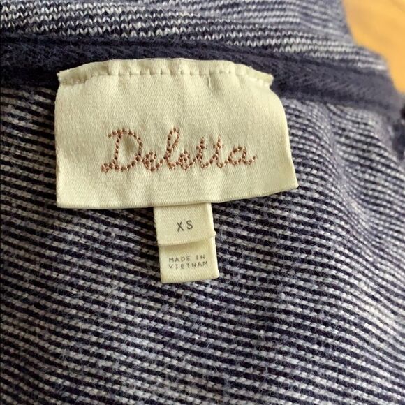 Deletta (Anthro) marled navy flared panel top, XS - Picture 7 of 7